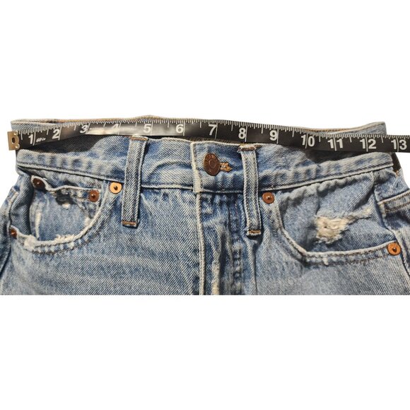 Madewell Classic Straight Jeans Size 25 Distressed Medium Wash Raw Hem - Picture 5 of 7